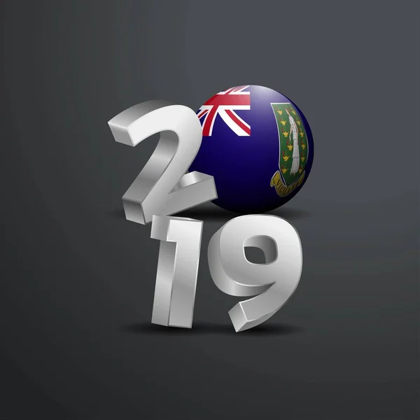 2019 Szary Typografii Dziewica Wyspy Flaga Wielkiej Brytanii Szczęśliwego Nowego — Wektor stockowy