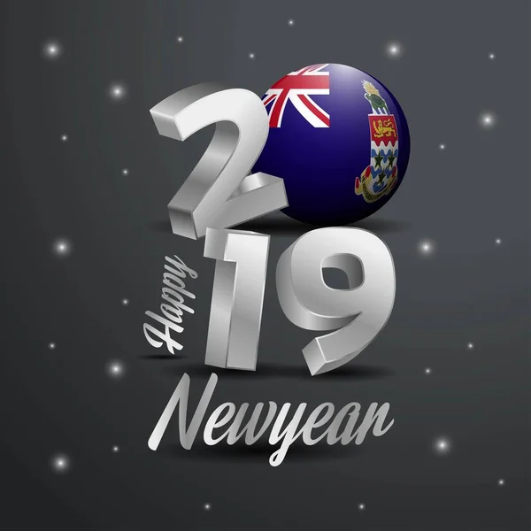 2019 Feliz Ano Novo Ilhas Cayman Tipografia Bandeira Resumo Fundo — Vetor de Stock