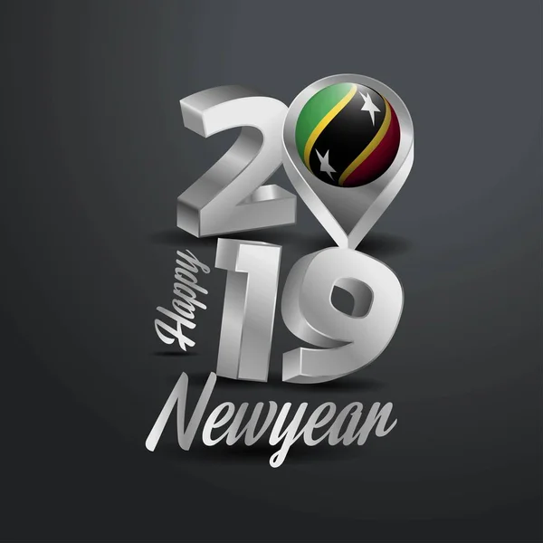 Ευτυχισμένο Νέο Έτος 2019 Τυπογραφία Γκρι Σεν Κιτς Και Νέβις — Διανυσματικό Αρχείο