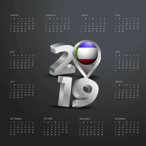 2019年日历模板 灰色版式与哈卡西亚国家地图黄金版式标题 — 图库矢量图片