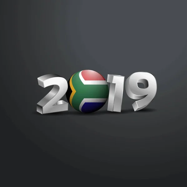 2019 Γκρι Τυπογραφία Σημαία Της Νότιας Αφρικής Ευτυχισμένο Νέο Έτος — Διανυσματικό Αρχείο