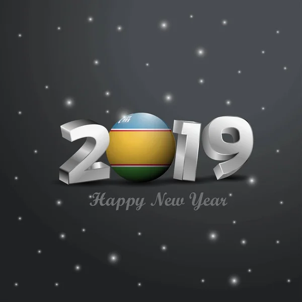 2019 Feliz Ano Novo Karakalpakstan Bandeira Tipografia Resumo Fundo Celebração — Vetor de Stock