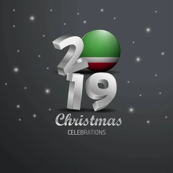 Bandeira República Chechena 2019 Tipografia Feliz Natal Ano Novo Abstrato — Vetor de Stock