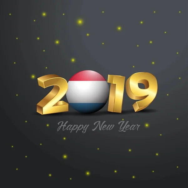 2019 Felice Anno Nuovo Lussemburgo Bandiera Tipografia Astratto Sfondo Celebrazione — Vettoriale Stock