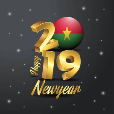 2019 mutlu yeni yıl Burkina Faso bayrak tipografi. Kutlama arka plan