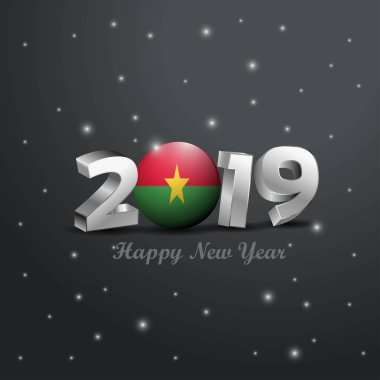 2019 mutlu yeni yıl Burkina Faso bayrak tipografi. Kutlama arka plan