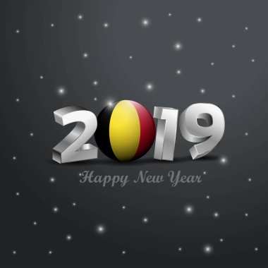 2019 mutlu yeni yıl Belçika bayrağı tipografi. Kutlama arka plan