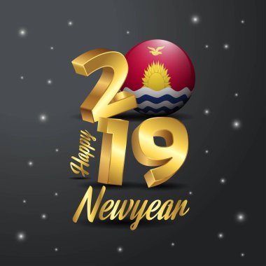 2019 mutlu yeni yıl Kiribati bayrak tipografi. Kutlama arka plan