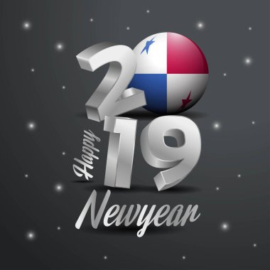 2019 mutlu yeni yıl Panama bayrak tipografi. Kutlama arka plan
