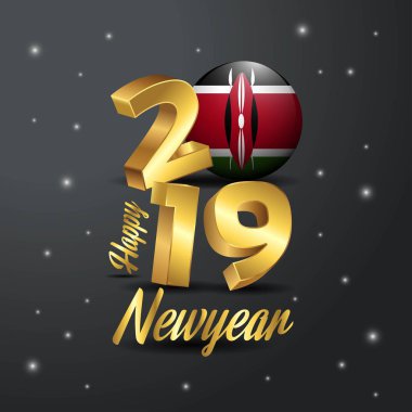2019 mutlu yeni yıl Kenya bayrak tipografi. Kutlama arka plan