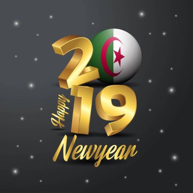 2019 mutlu yeni yıl Alegeria bayrak tipografi. Kutlama arka plan