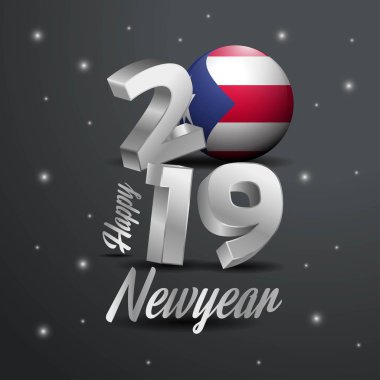 2019 mutlu yeni yıl Porto Riko Bayrak tipografi. Kutlama arka plan