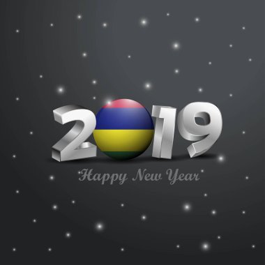 2019 mutlu yeni yıl Mauritius bayrak tipografi. Kutlama arka plan