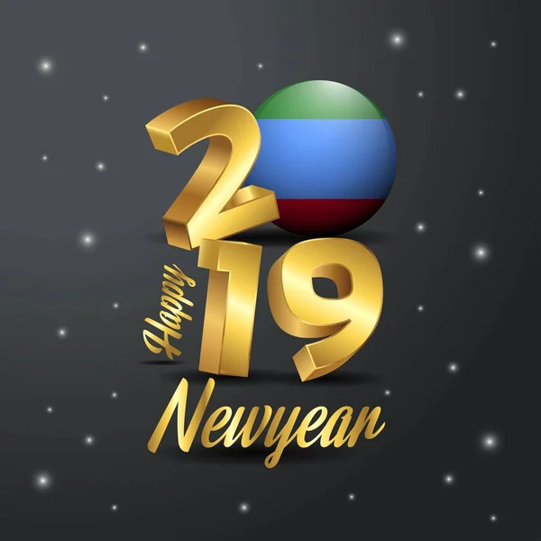2019 Новым Годом Дагестанский Флаг Типографики Тезисы Празднеств — стоковый вектор
