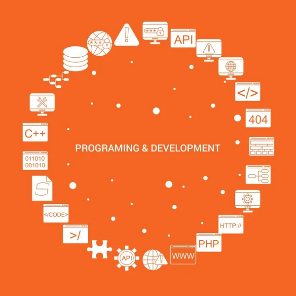 Conjunto Ícones Programação Desenvolvimento Modelo Vetor Infográfico —  Vetores de Stock