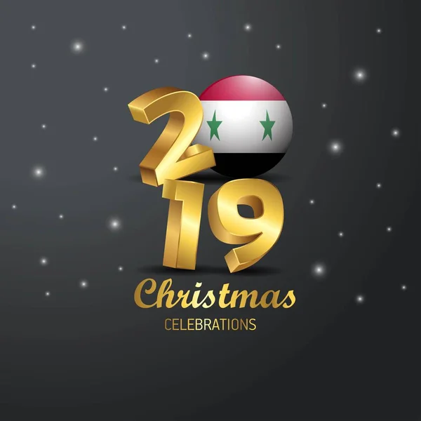 Συρία Σημαία 2019 Καλά Χριστούγεννα Τυπογραφία Βασιλόπιτας Αφηρημένα Φόντο — Διανυσματικό Αρχείο