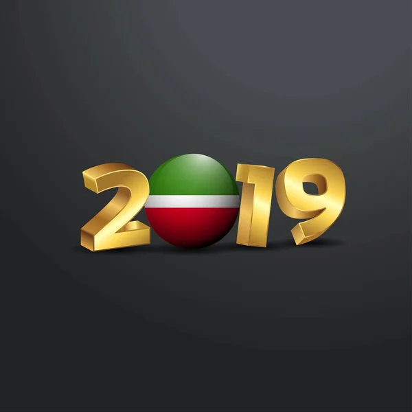 2019 Золотая Типография Флагом Татарстана Наступающим Новым Годом — стоковый вектор