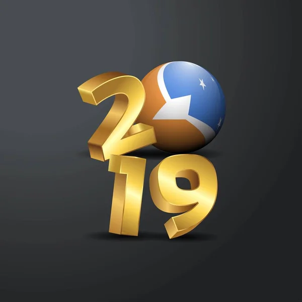 2019 ティエラ フエゴ州アルゼンチンの旗と黄金のタイポグラフィ 新年あけましておめでとうございますレタリング — ストックベクタ