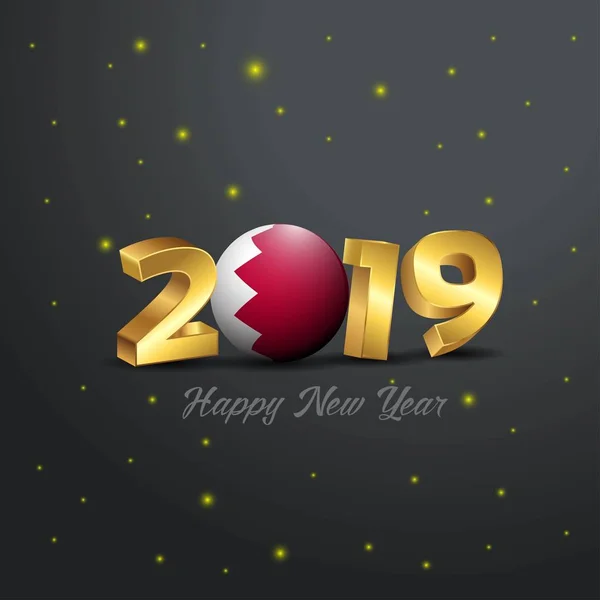 2019 Feliz Ano Novo Tipografia Bandeira Barém Resumo Fundo Celebração —  Vetores de Stock