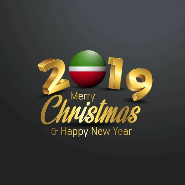 Tatarstan Drapeau 2019 Joyeux Noël Typographie Nouvel Résumé Fond Célébration — Image vectorielle