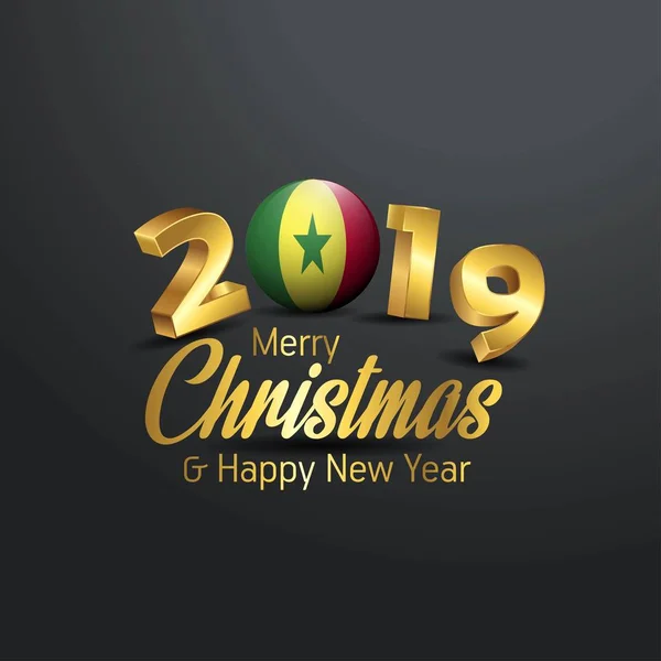 Сенегал Прапор 2019 Різдвом Типографіки Фон Абстрактних Святкування Нового Року — стоковий вектор
