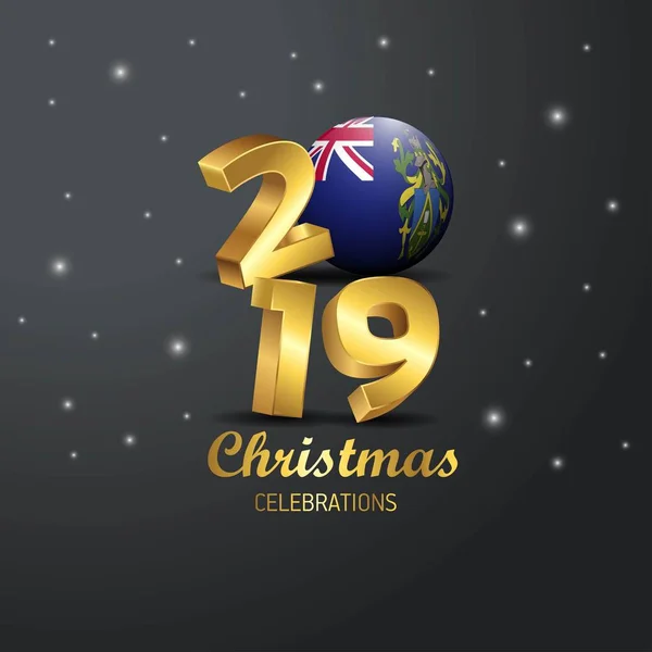 Pitcairn Islnand Flag 2019 Buon Natale Tipografia Capodanno Astratto Sfondo — Vettoriale Stock