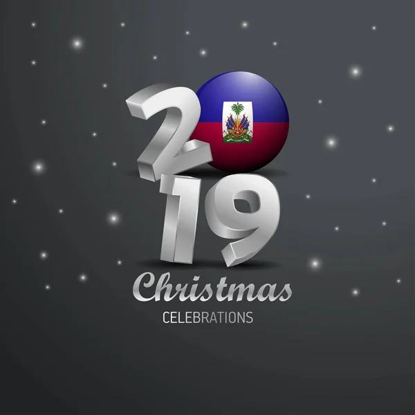 Bandeira Haiti 2019 Tipografia Feliz Natal Ano Novo Abstrato Celebração — Vetor de Stock