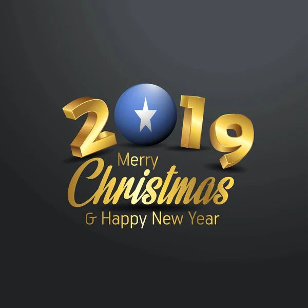 Somalia Flaga 2019 Wesołych Świąt Typografii Obchody Nowego Roku Streszczenie — Wektor stockowy