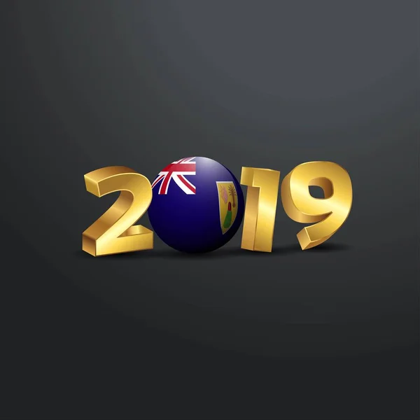 2019 Zlatý Typografie Turks Caicos Ostrovy Vlajku Šťastný Nový Rok — Stockový vektor