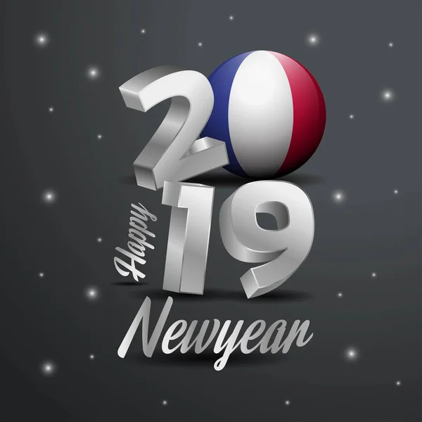 2019 Boldog Évet Franciaország Jelző Tipográfia Absztrakt Background Vele Ünnepe — Stock Vector