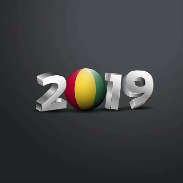 2019 Šedá Typografie Vlajkou Guinea Šťastný Nový Rok Nápisy — Stockový vektor