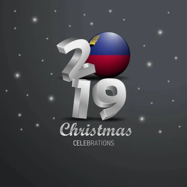 Bandeira Liechtenstein 2019 Tipografia Feliz Natal Ano Novo Abstrato Celebração — Vetor de Stock