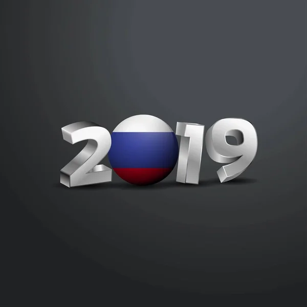 2019 Grey Typography Russia Flag Happy New Year Lettering — Stock Vector