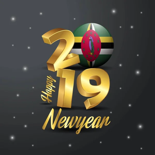 2019 Felice Anno Nuovo Dominica Bandiera Tipografia Astratto Sfondo Celebrazione — Vettoriale Stock