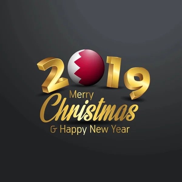 バーレーン フラグ 2019年メリー クリスマス タイポグラフィ 正月抽象的な背景 — ストックベクタ