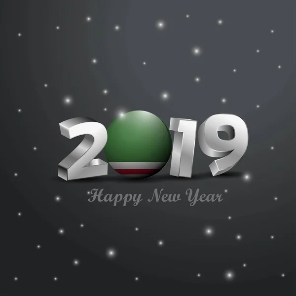 2019 Gelukkig Nieuwjaar Tsjetsjeense Republiek Van Lchkeria Vlag Typografie Abstracte — Stockvector