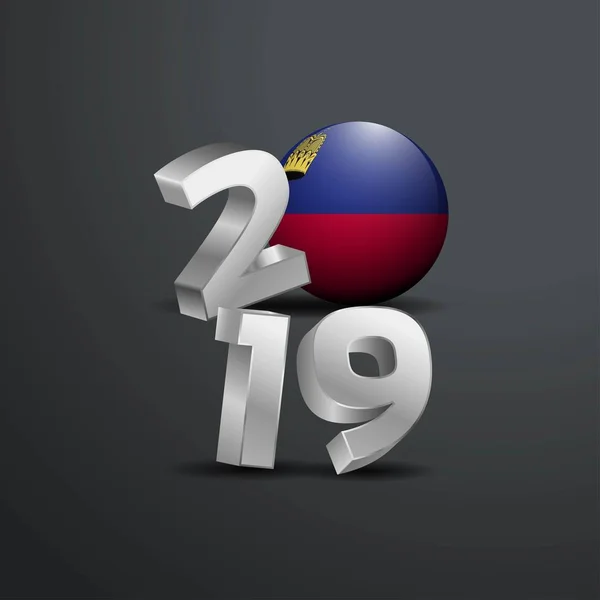 2019 Grå Typografi Med Liechtensteins Flagga Gott Nytt Bokstäver — Stock vektor