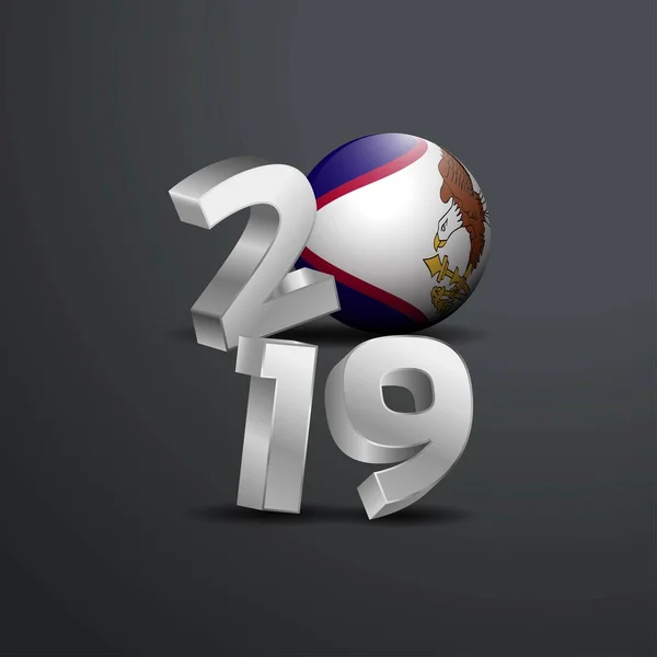 2019 Tipografía Gris Con Bandera Samoa Americana Feliz Año Nuevo — Vector de stock