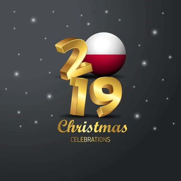Πολωνία Σημαία 2019 Καλά Χριστούγεννα Τυπογραφία Βασιλόπιτας Αφηρημένα Φόντο — Διανυσματικό Αρχείο