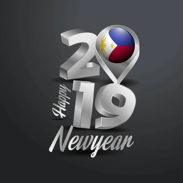 Новым 2019 Годом Серая Типография Филиппинским Флагом Дизайн Страны — стоковый вектор