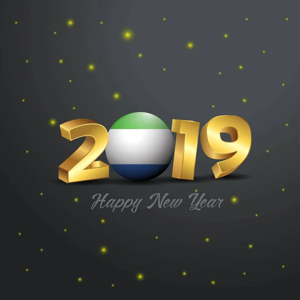 2019 Feliz Año Nuevo Sierra Leona Bandera Tipografía Resumen Fondo — Archivo Imágenes Vectoriales