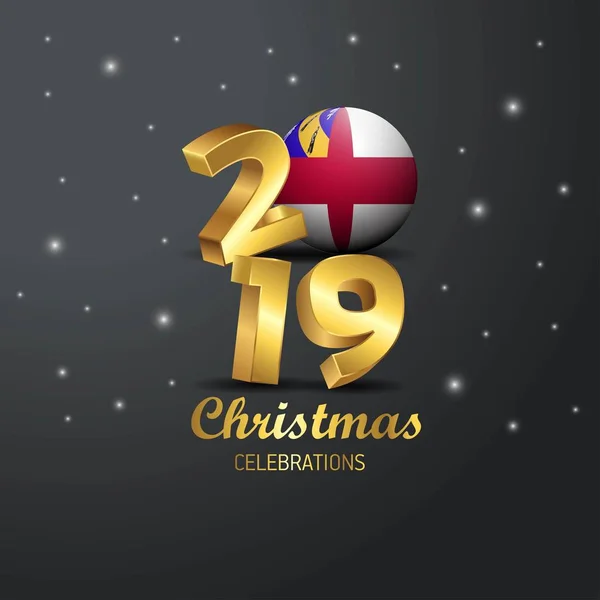 Herm Flaga 2019 Wesołych Świąt Typografii Obchody Nowego Roku Streszczenie — Wektor stockowy