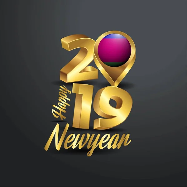 Felice Anno Nuovo 2019 Tipografia Oro Con Kuban Peoples Republic — Vettoriale Stock