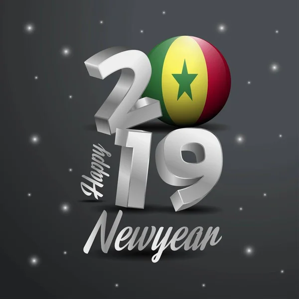 2019 Ευτυχισμένο Νέο Έτος Σενεγάλη Σημαία Τυπογραφία Αφηρημένα Φόντο Γιορτή — Διανυσματικό Αρχείο