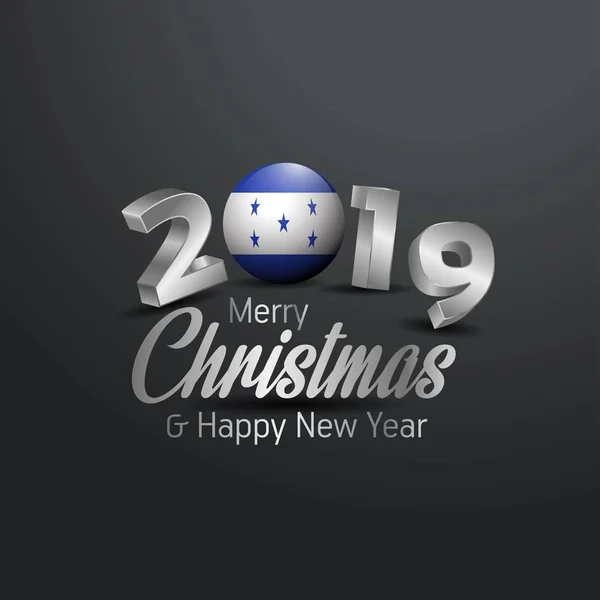 Honduras Vlag 2019 Merry Christmas Typografie Nieuwe Jaarviering Abstracte Achtergrond — Stockvector