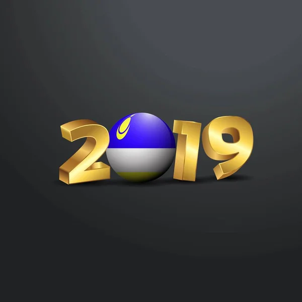 2019 Gouden Typografie Met Boerjatië Vlag Happy New Year Belettering — Stockvector