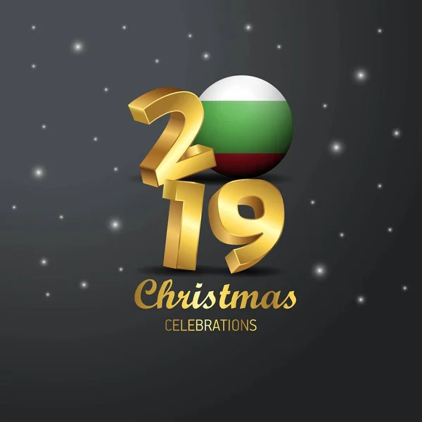 ブルガリア国旗 2019年メリー クリスマス タイポグラフィ 正月抽象的な背景 — ストックベクタ