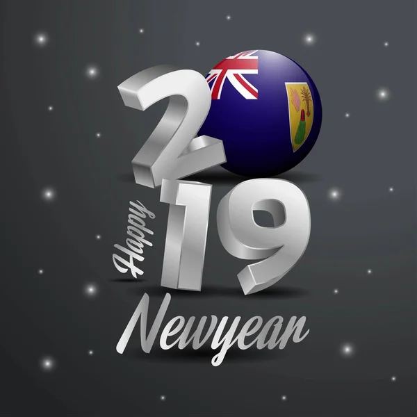 2019 Šťastný Nový Rok Turks Caicos Příznak Typografie Abstraktní Pozadí — Stockový vektor