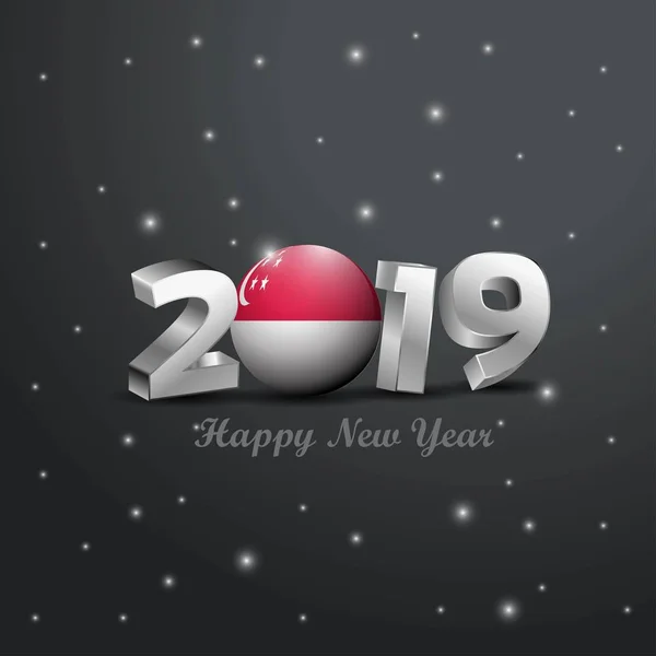 2019 Bonne Année Singapour Drapeau Typographie Résumé Fond Célébration — Image vectorielle