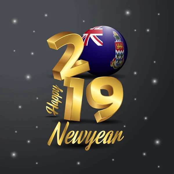 2019 Feliz Ano Novo Ilhas Cayman Tipografia Bandeira Resumo Fundo — Vetor de Stock